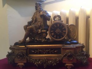 19th-century bronze and marble clock